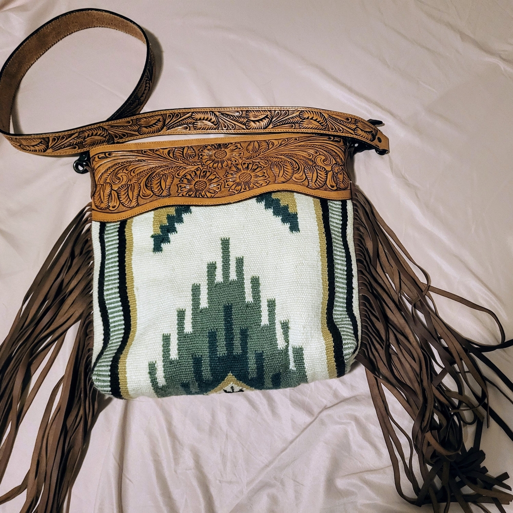 Bohemian Fringe Bag with Embroidered Design